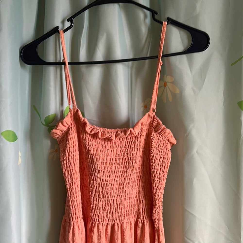 H&M Coral Smocked Spaghetti Strap Sundress